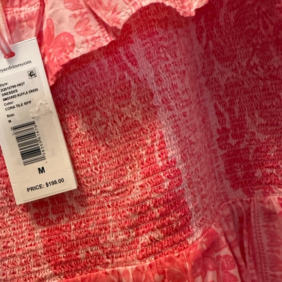 NWT VINEYARD VINES SMOCKED RUFFLE DRESS SIZE M CORA TILE MEDIUM - Picture 7 of 11